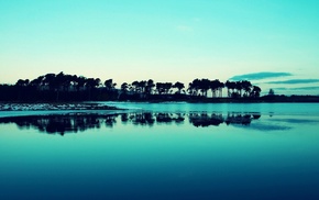 water, blue, landscape, sea, trees