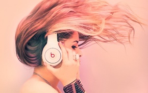 music, hair, girl, headphones