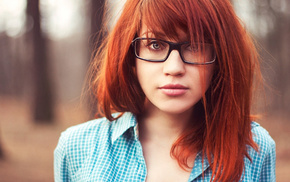 shirt, glasses, girl, red hair, girls