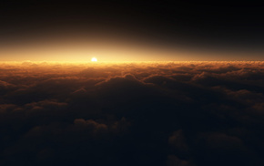 nature, clouds, night, Sun, sunset