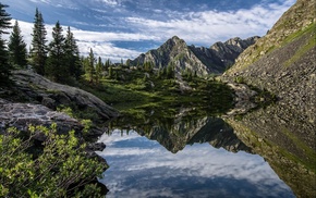 reflection, nature, mountain, lake, landscape