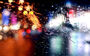 macro, rain, lights