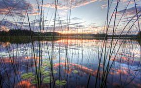 sky, nature, lake, reflection