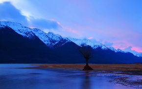 winter, landscape, mountain, lake