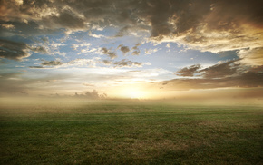 field, nature, clouds, grass