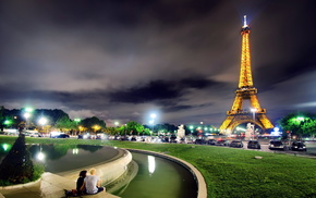 tower, night, Paris, city, cities