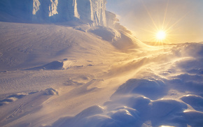 winter, ice, sky, Sun, snow