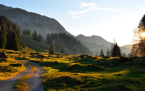 nature, Sun, evening, mountain