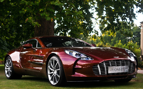 tree, cars, Aston Martin, England