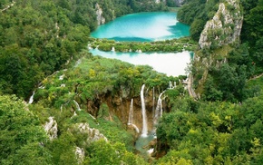 lake, landscape, nature, waterfall