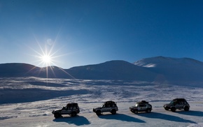 winter, road, Sun