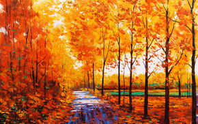 road, autumn, nature
