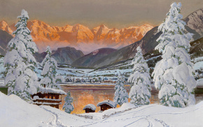 winter, mountain, landscape, Alps