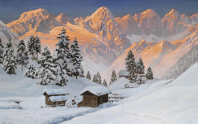 Alps, mountain, winter, landscape