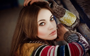 girl, eyes, girls, sweater