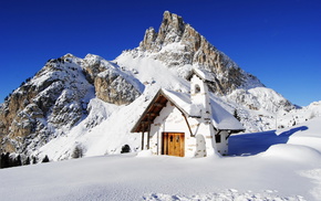 winter, house, landscape