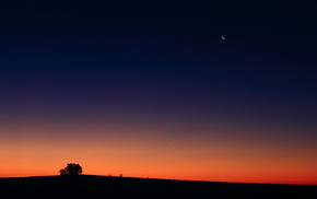 moon, sunset, nature