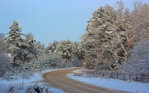 road, nature, landscape, winter