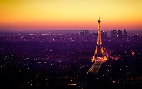 Eiffel Tower, cities, Paris, France, lights