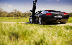 sky, spring, grass, cars