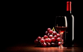 wineglass, grapes, bottle, delicious, wine