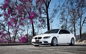 cars, tree, white, sky, BMW