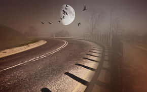 style, background, 3D, road, birds