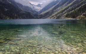 mountain, lake, stones, nature