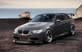 sea, BMW, cliff, cars