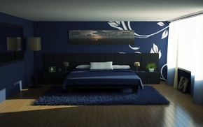 wallpaper, room, bed