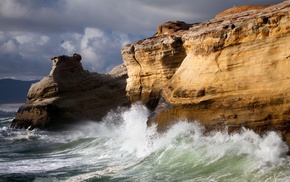 cliff, rocks, element, sea, surf