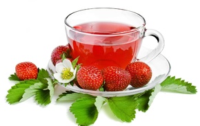 delicious, cup, tea, strawberry