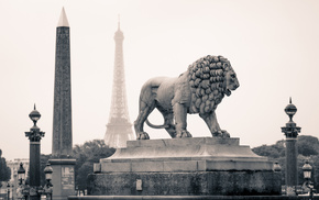 statue, lion, Paris, France, cities