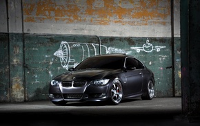 black, cars, BMW, wall