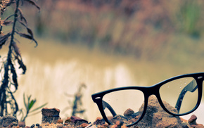 glasses, macro, dew, grass