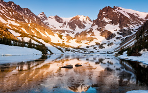 mountain, nature, reflection, lake