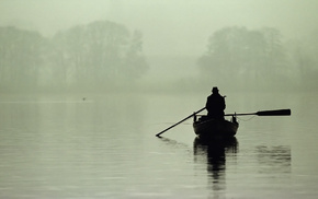 men, boat, lake, people