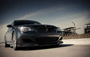 sky, black, clouds, BMW, cars