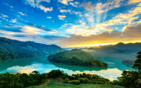 lake, clouds, landscape, nature