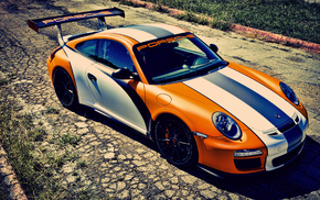 Porsche, orange, cars