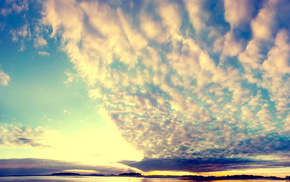 nature, clouds, sunset, sky, lake