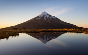 volcano, lake, nature