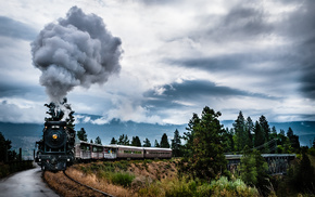 smoke, nature, train