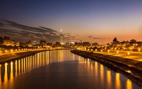 river, evening, cities, city, China