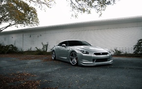 cars, building, autumn, Nissan