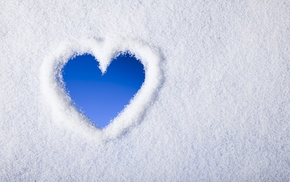 heart, winter, macro, snow