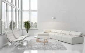 couch, plants