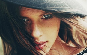 girl, blue eyes, brunette