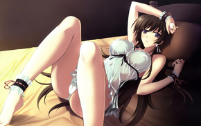 lying down, bed, girl, anime, ecchi