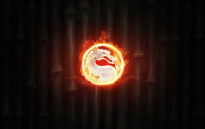 logo, Mortal Kombat, background, fire, minimalism
